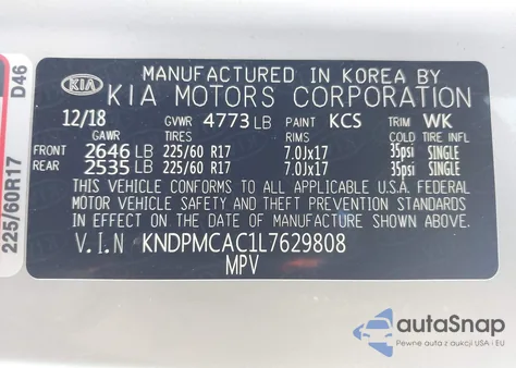 2020 Kia Sportage Lx from USA, damaged, VIN KNDPMCAC1L7629808